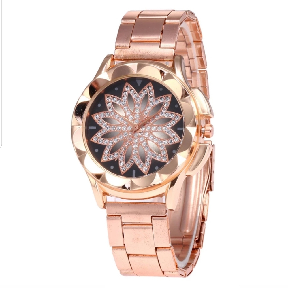 Rose Gold Color Stainless Steel Watch Rhinestones - Picture 2 of 8